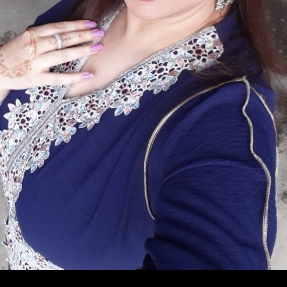 Moroccan Kaftan/Abaya vavy blue & silver ramadan - Picture 5 of 5